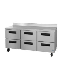 Hoshizaki WR72B-D6, Refrigerator, Three Section Worktop, Stainless Drawers