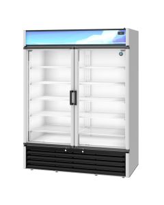 Hoshizaki FM-49-HC Freezer, Two Section Glass Door Merchandiser – Silver Exterior 