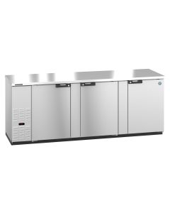 Hoshizaki HBB-3G-LD-80, Refrigerator, Three Section, Black Vinyl Back Bar, Glass Doors