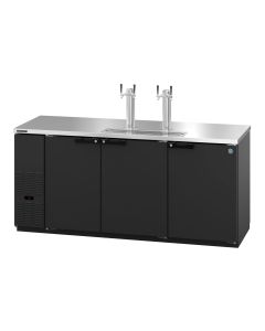 Hoshizaki HDD-3-80 Refrigerator, Three Section, Black Vinyl Back Bar Direct Draw, Solid Doors