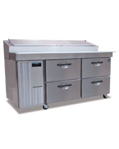 Hoshizaki HPR72A-D Refrigerator, Two Section Raised Rail Prep Table, Stainless Drawers