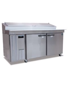 Hoshizaki HPR72A Refrigerator, Two Section Raised Rail Prep Table, Stainless Doors with Lock