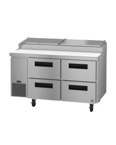 Hoshizaki PR60B-D4 Refrigerator, Two Section Pizza Prep Table, Stainless Drawers