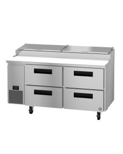 Hoshizaki PR67B-D4 Refrigerator, Two Section Pizza Prep Table, Stainless Drawers