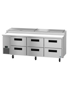 Hoshizaki PR93B-D6 Refrigerator, Three Section Pizza Prep Table, Stainless Drawers