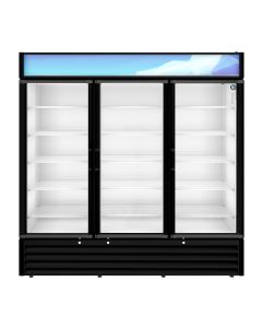 Hoshizaki RM-65-HC-BLK Refrigerator, Three Section Glass Door Merchandiser – Black Exterior