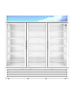 Hoshizaki RM-65-HC-WHT Refrigerator, Three Section Glass Door Merchandiser – White Exterior