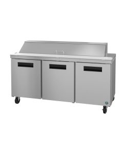 Hoshizaki SR72A-18, Refrigerator, Three Section Sandwich Prep Table, Stainless Doors
