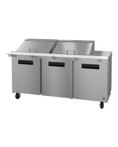 Hoshizaki SR72B-24M Refrigerator, Three Section Mega Top Prep Table, Stainless Doors