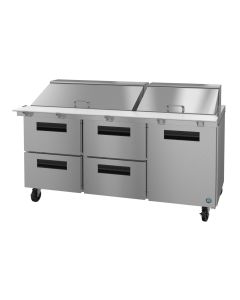 Hoshizaki SR72B-30MD4 Refrigerator, Three Section Mega Top Prep Table, Drawer/Door Combo