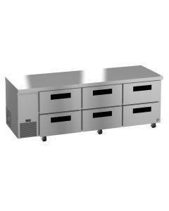 Hoshizaki ULR93B-D6 Side Mount Refrigerator, Three Section Undercounter, Stainless Drawers