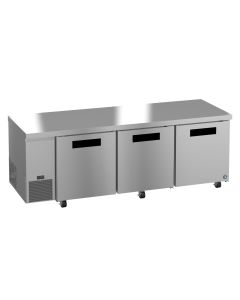 Hoshizaki ULR93B Side Mount Refrigerator, Three Section Undercounter, Stainless Doors