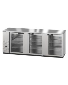 Hoshizaki BB95-G-S, Refrigerator, Three Section, Stainless Steel Back Bar Back Bar, Glass Doors