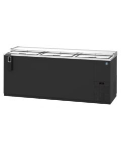 Hoshizaki CC80, Refrigerator, Three Section, Black Vinyl Back Bar Bottle Cooler, Slide Top Doors