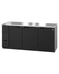 Hoshizaki BB80 80" Bar Refrigerator - 3 Swinging Solid Doors, Black, 115v