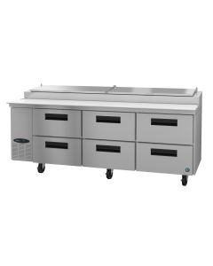 Hoshizaki CPT93-D6, Refrigerator, Three Section Pizza Prep Table, Stainless Drawers