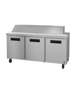 Hoshizaki CRMR72-18, Refrigerator, Three Section Sandwich Prep Table, Stainless Doors