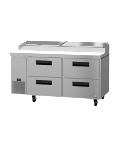 Hoshizaki PR67A-D4, Refrigerator, Two Section Pizza Prep Table, Stainless Drawers