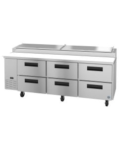 Hoshizaki PR93A-D6, Refrigerator, Three Section Pizza Prep Table, Stainless Drawers