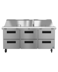 Hoshizaki SR72A-30MD6, Refrigerator, Three Section Mega Top Prep Table, Stainless Drawers
