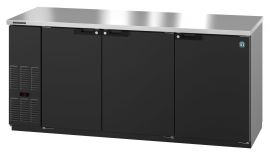 Hoshizaki BB80 80" Bar Refrigerator - 3 Swinging Solid Doors, Black, 115v