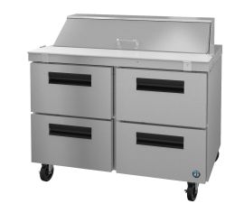 Hoshizaki CRMR48-12D4, Refrigerator, Two Section Sandwich Prep Table, Stainless Drawers
